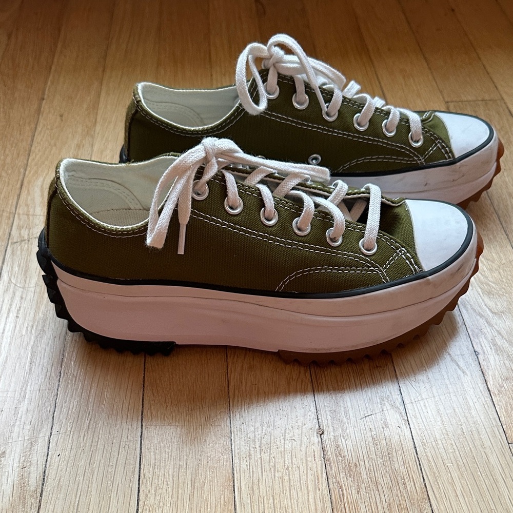 Converse Olive Green Platform Sneakers - Picture 3 of 6